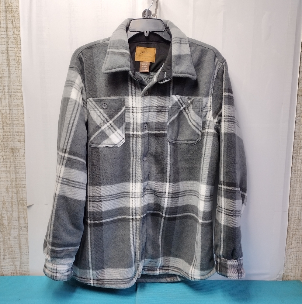 Mountain Ridge Mens Fleece Plaid Shirt Jacket Sherpa Plush Lined 2XLT